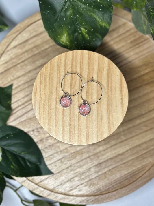 Circle Small Hoop Earrings - Light Pink