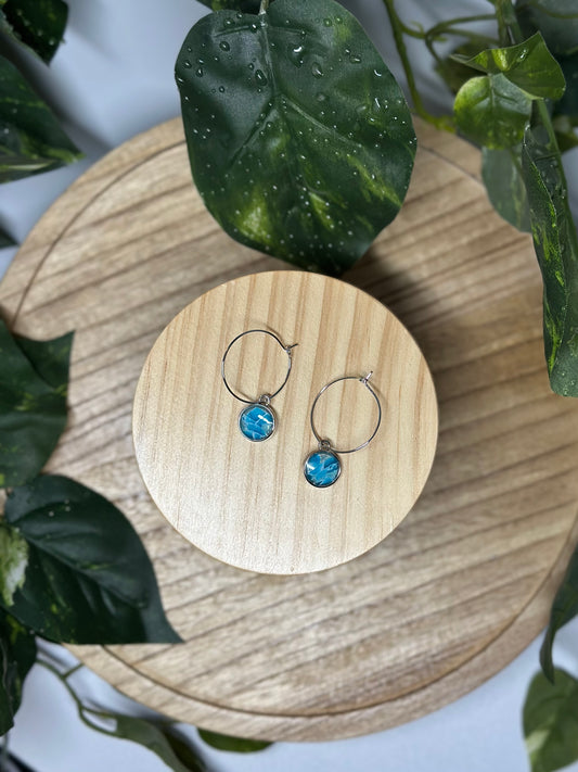 Circle Small Hoop Earrings - Ocean Blue