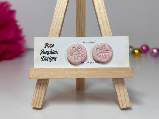 Sand Dollar Stud Earrings - Light Pink 2