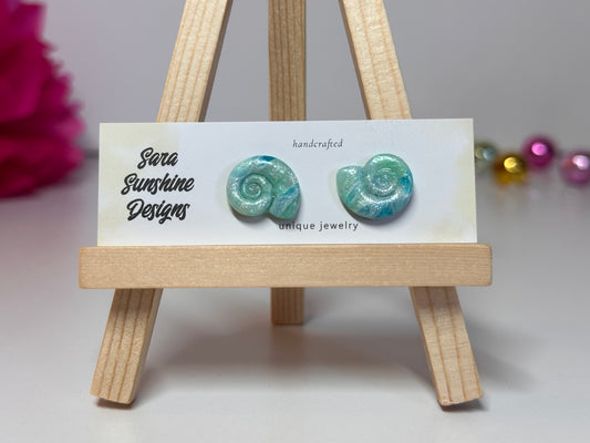 Seashell Stud Earrings - Ocean Blue