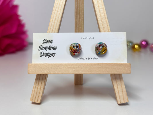 Smiley Stud Earrings - Rainbow