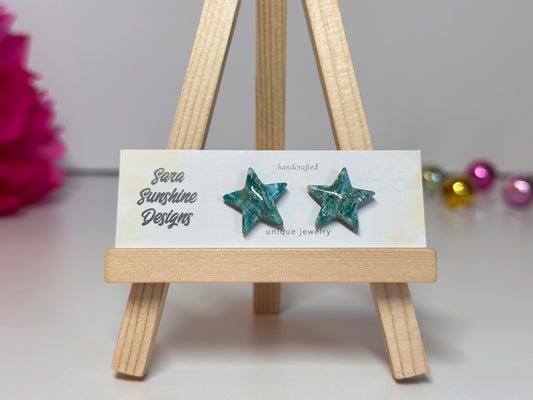 Star Stud Earrings - Teal 1