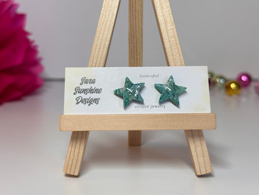 Star Stud Earrings - Teal 2