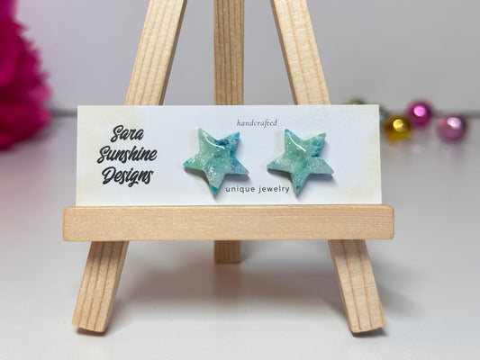 Star Stud Earrings - Ocean Blue