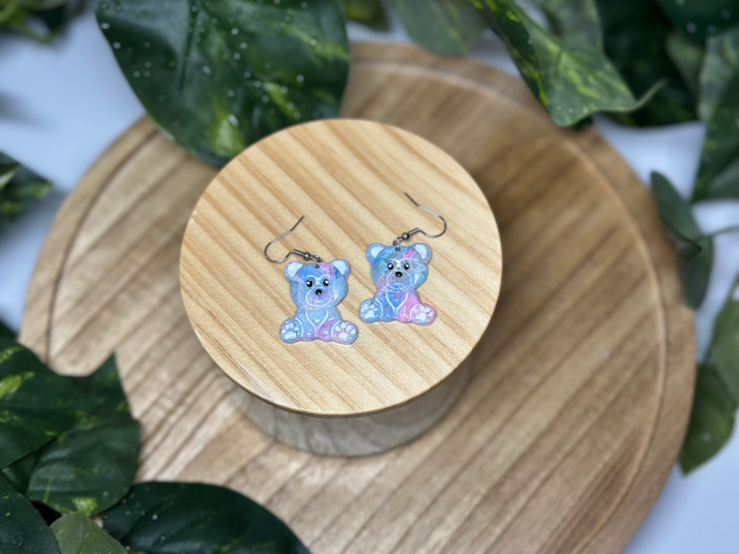 Teddy Bear Earrings - Cotton Candy