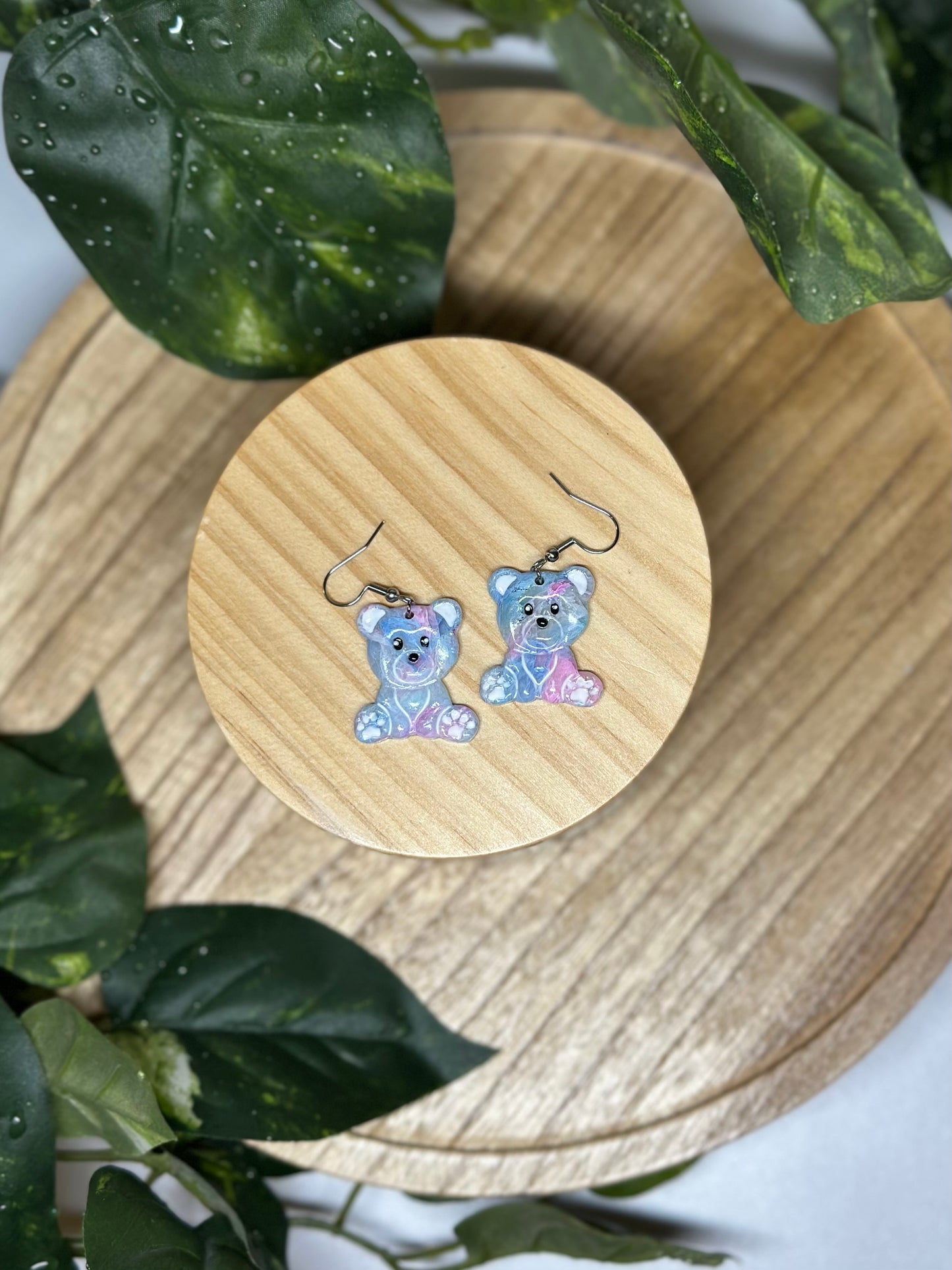 Teddy Bear Earrings - Cotton Candy