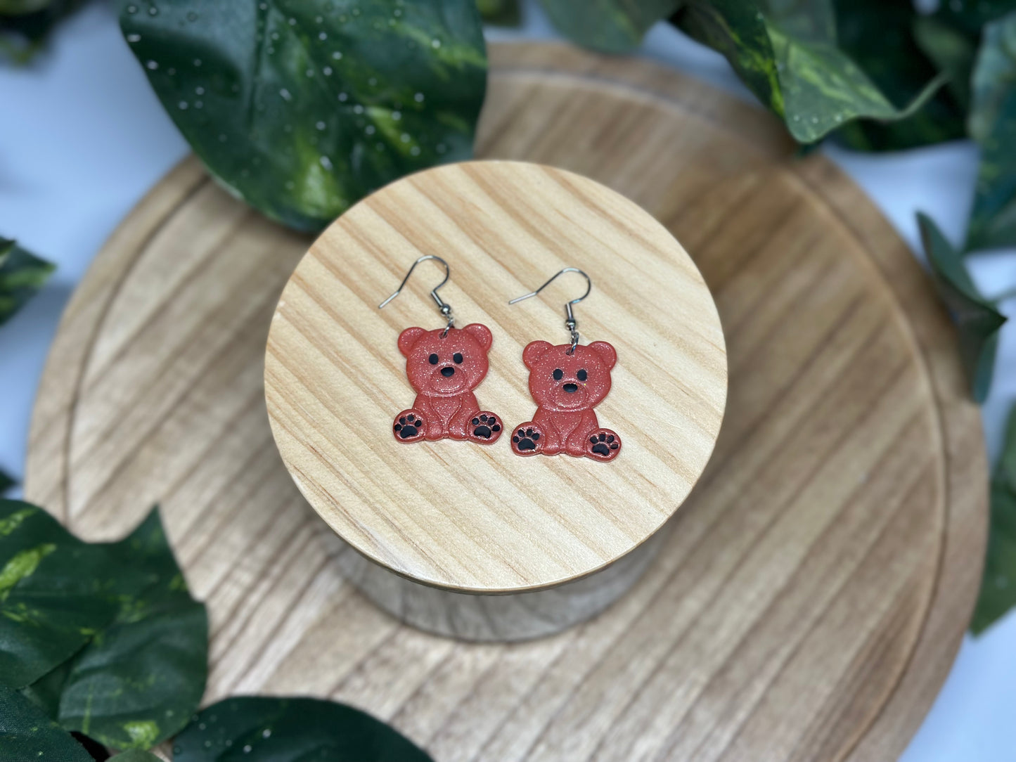 Teddy Bear Earrings - Orange