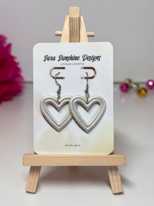 Heart Cutout Earrings - White
