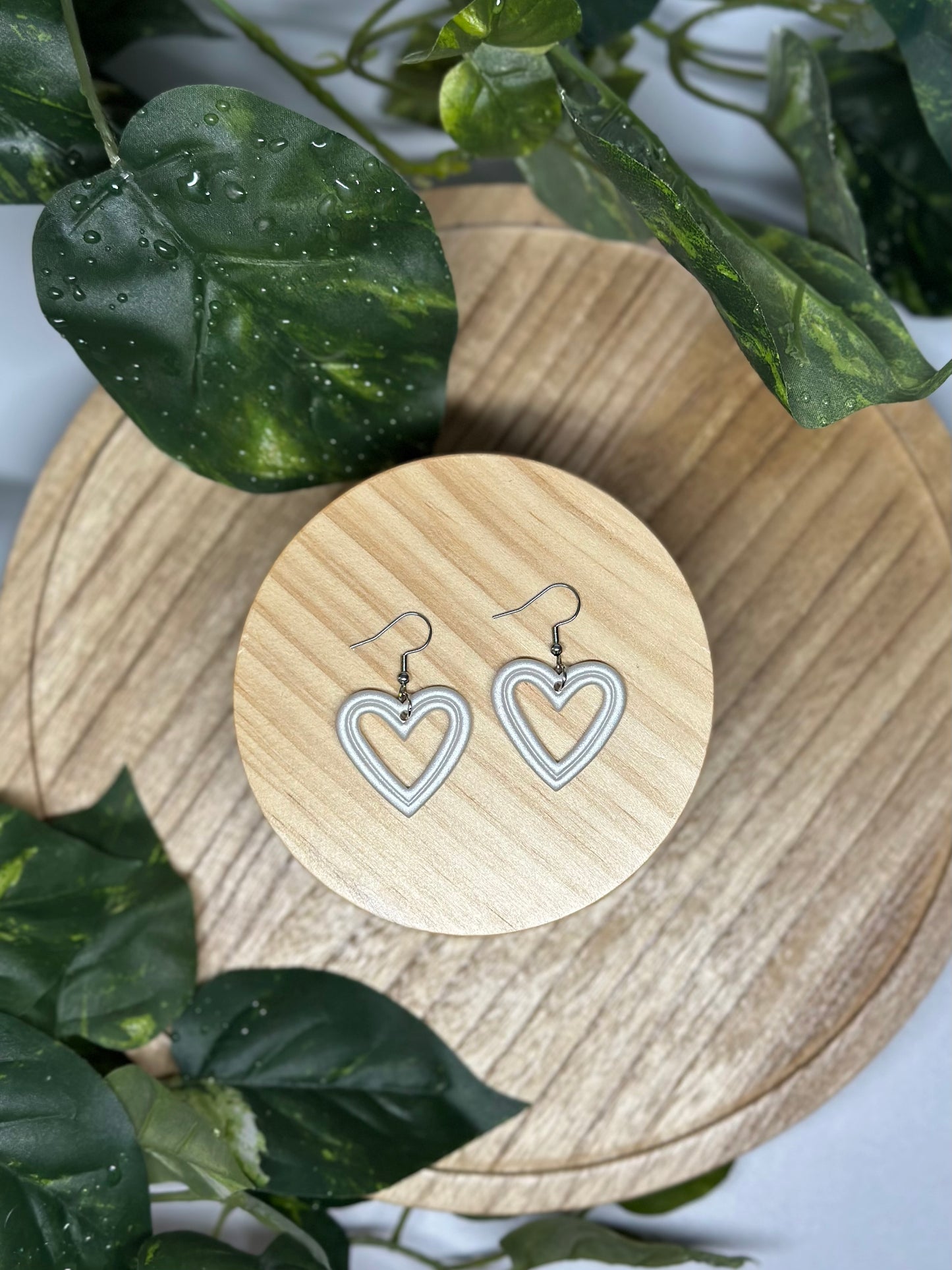 Heart Cutout Earrings - White