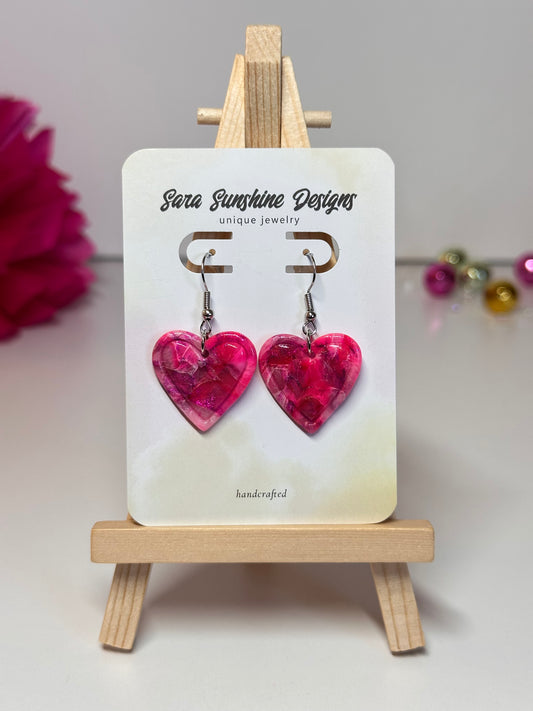 Heart Earrings - Fuchsia