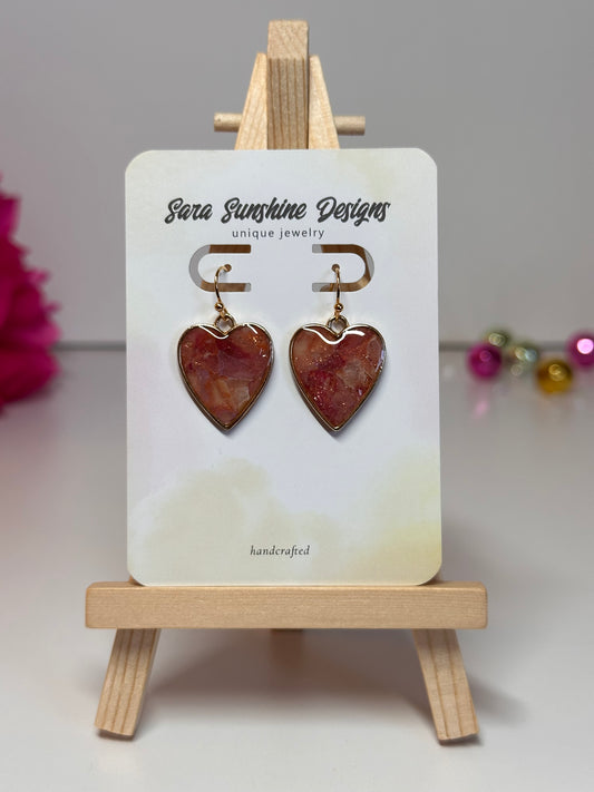 Heart Earrings - Dark Pink