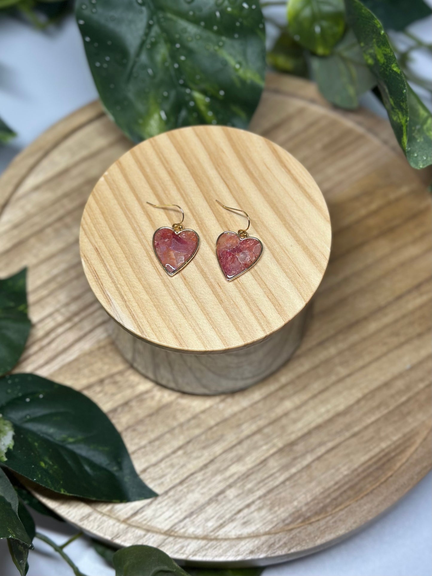 Heart Earrings - Dark Pink