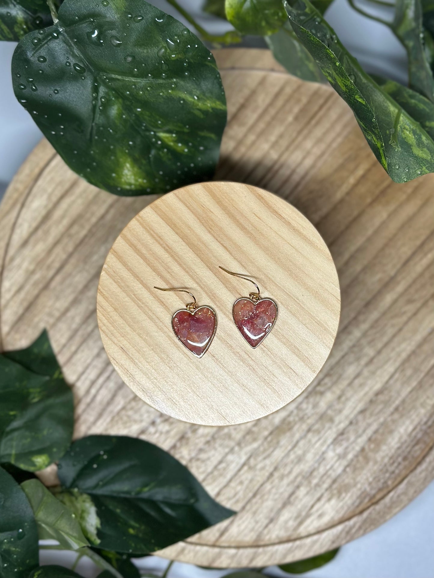 Heart Earrings - Dark Pink