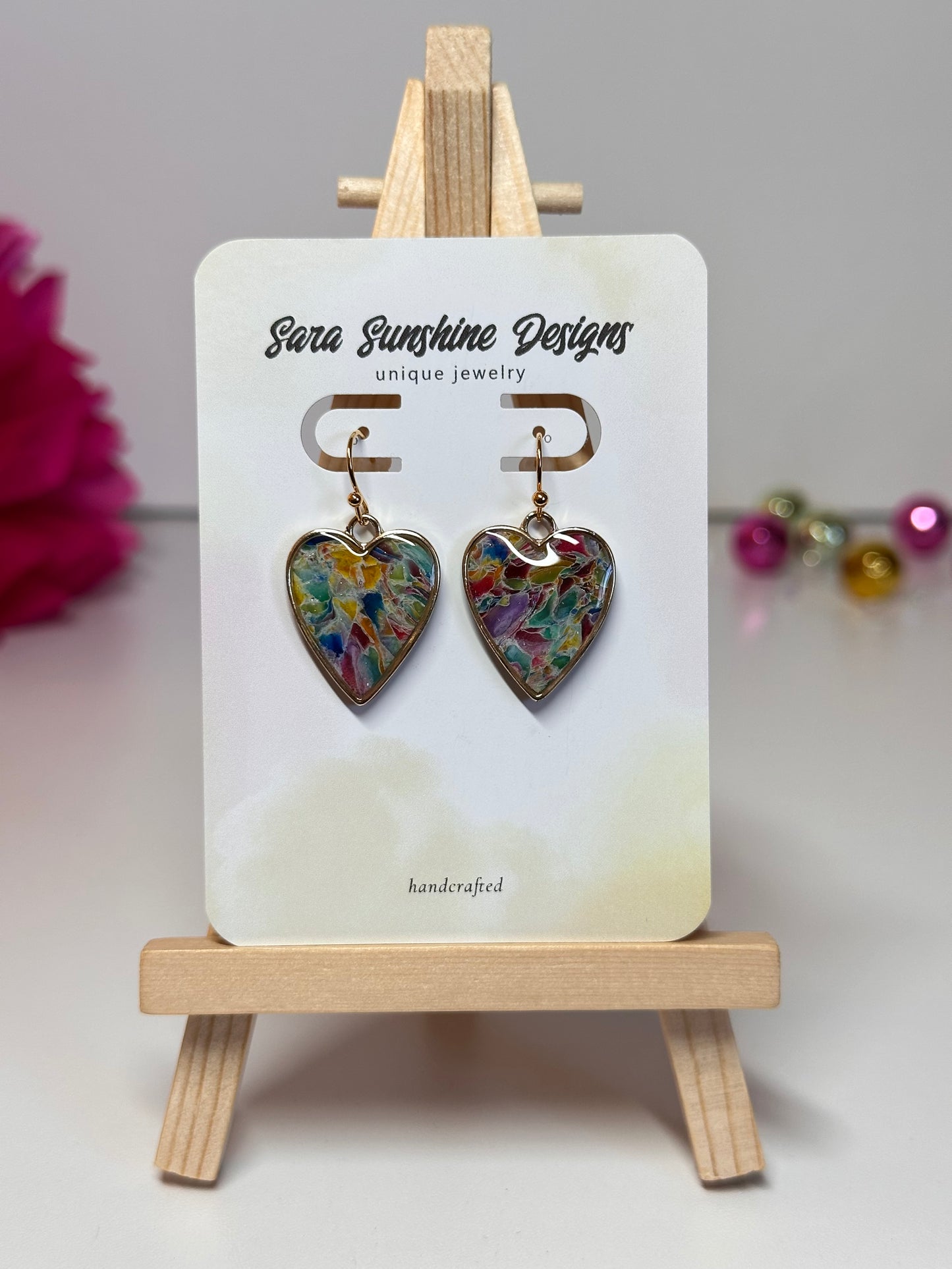 Heart Earrings - Rainbow