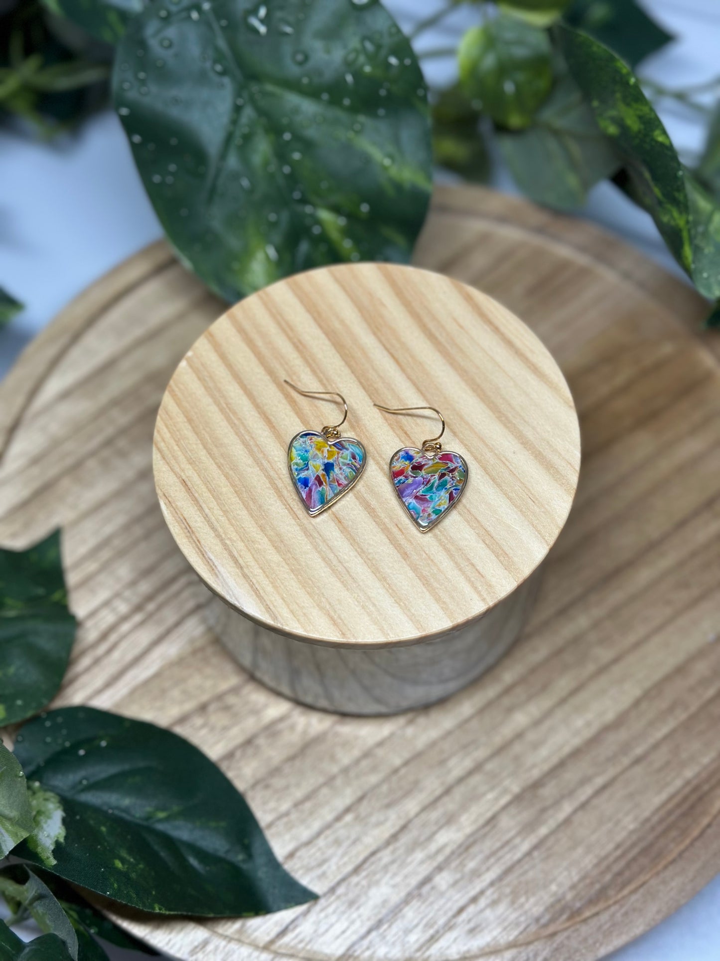 Heart Earrings - Rainbow