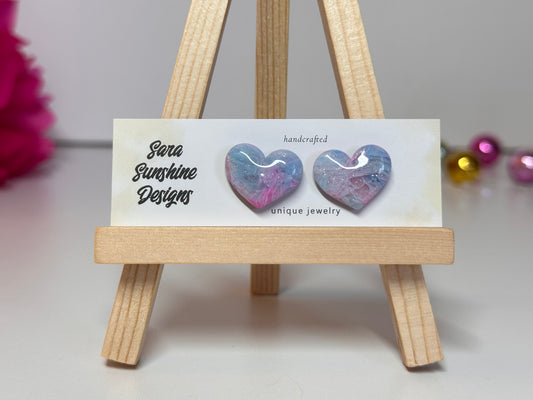 Heart Stud Earrings - Cotton Candy