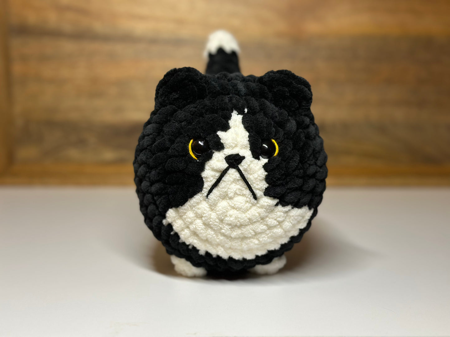 Crocheted Loaf Cat - Tuxedo