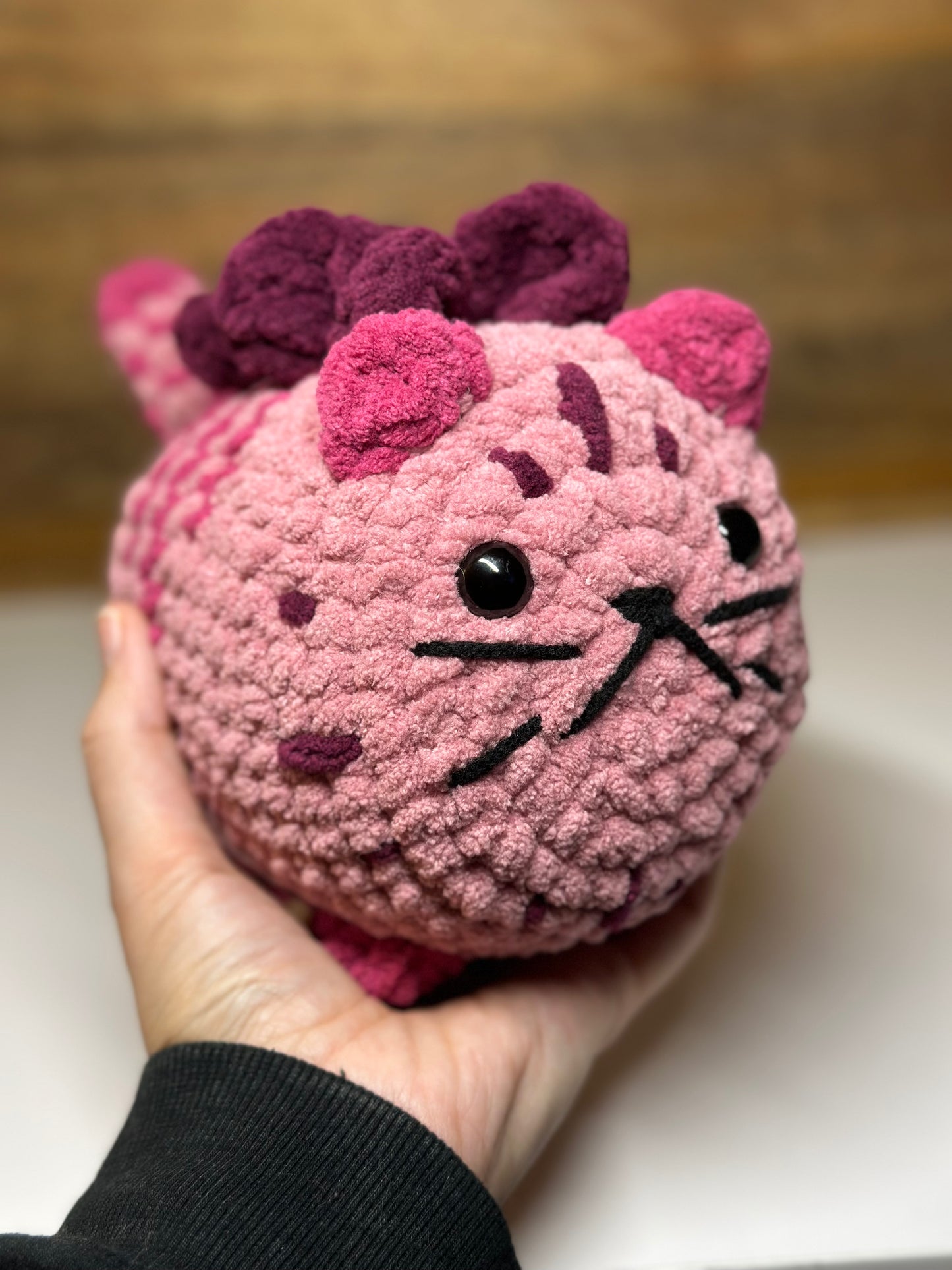 Crocheted Loaf Cat - Pink Butterfly