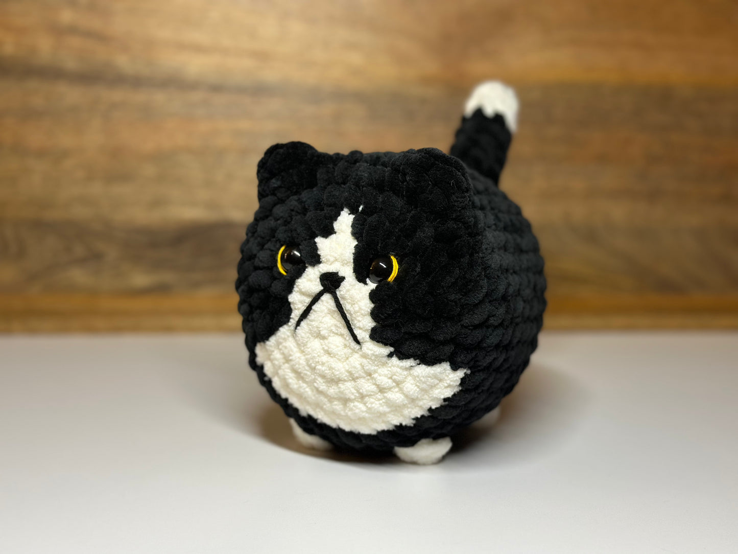 Crocheted Loaf Cat - Tuxedo