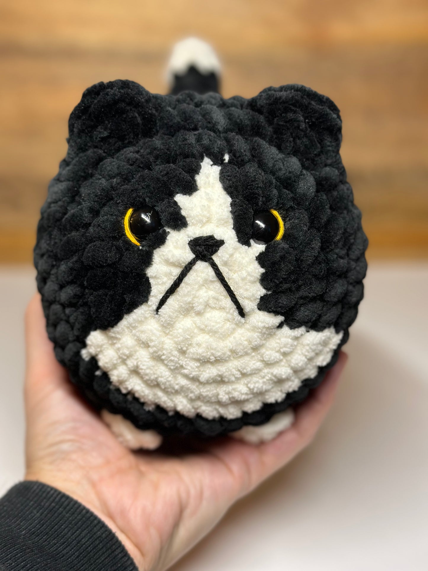 Crocheted Loaf Cat - Tuxedo
