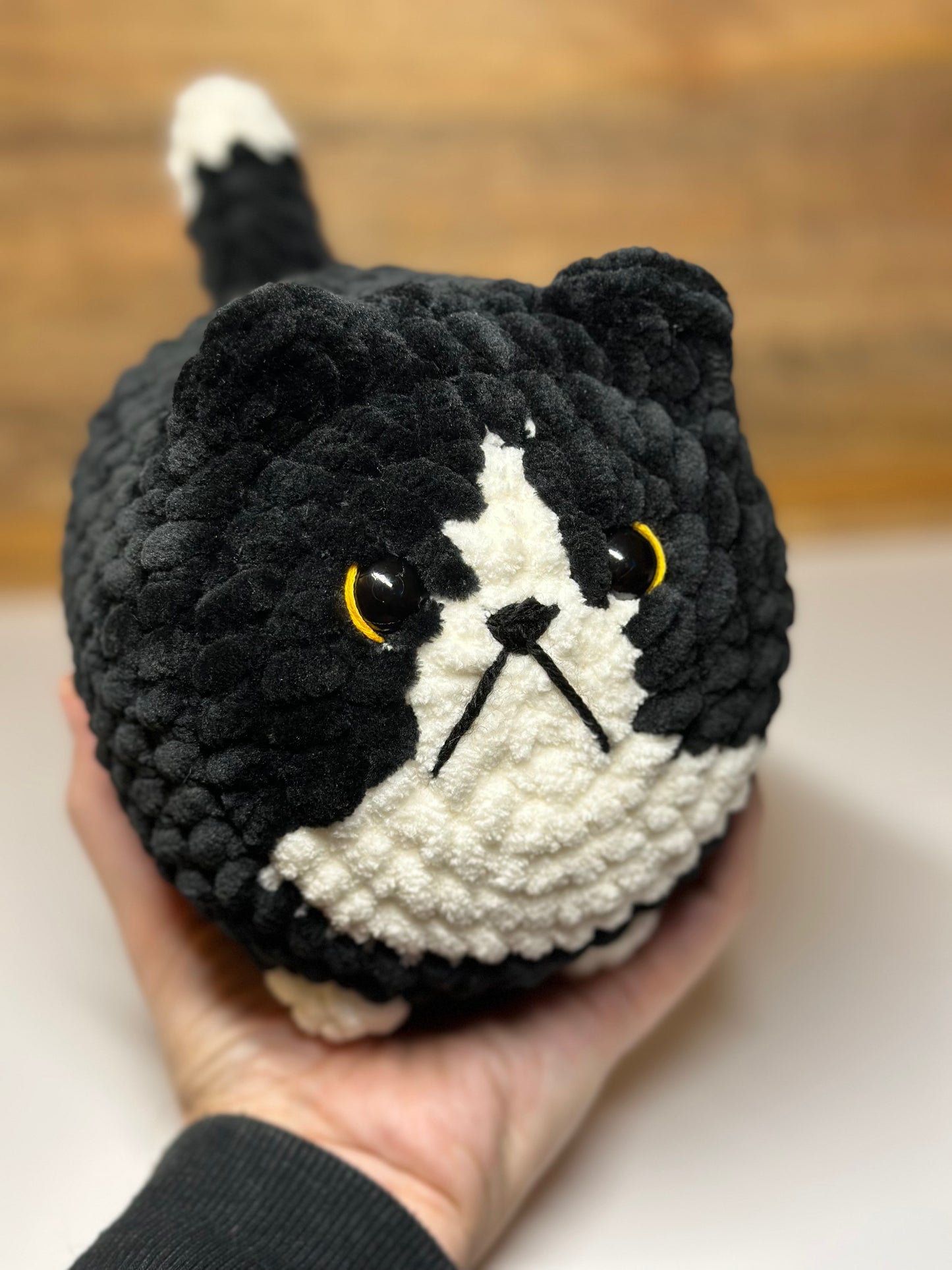 Crocheted Loaf Cat - Tuxedo