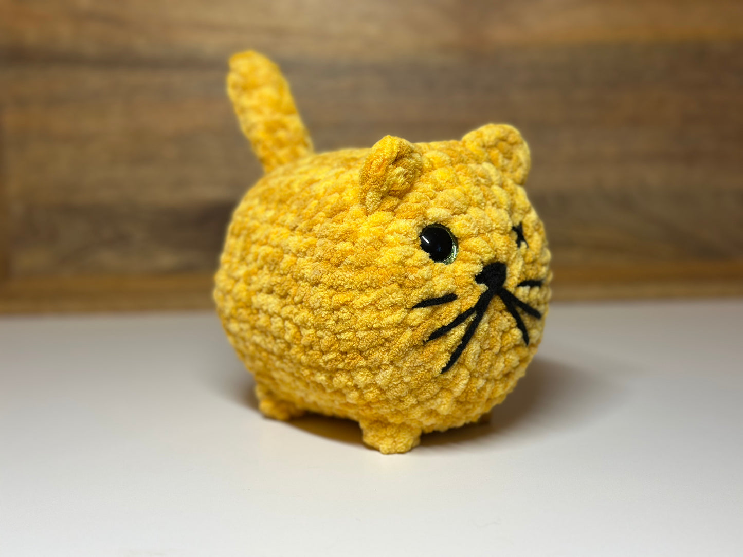 Crocheted Loaf Cat - One-Eyed Orange Tabby