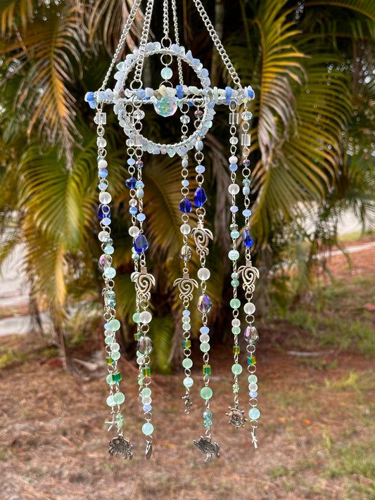 Oceanic Beaded Suncatcher / Mobile / Rainbow Maker / Window Decor