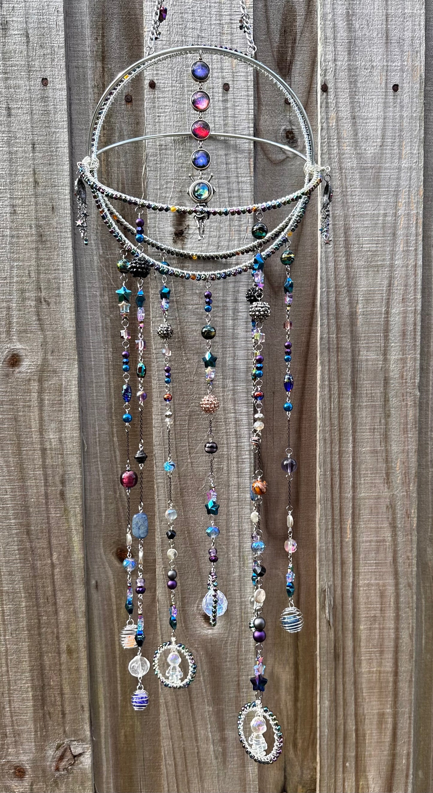 I Need Space Beaded Suncatcher / Mobile / Bead Art / Rainbow Maker / Outer-Space Art / Hanging Decor