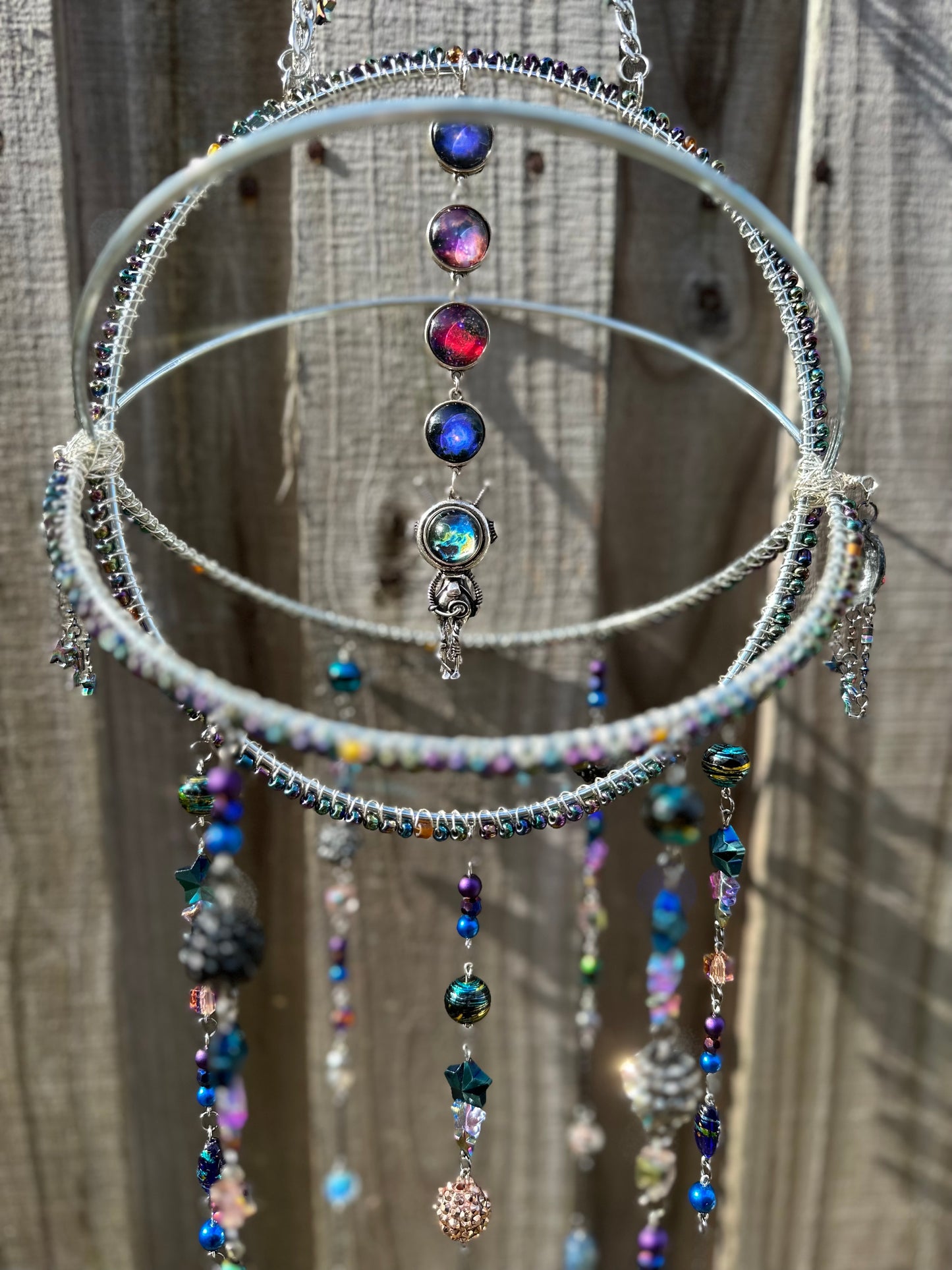 I Need Space Beaded Suncatcher / Mobile / Bead Art / Rainbow Maker / Outer-Space Art / Hanging Decor