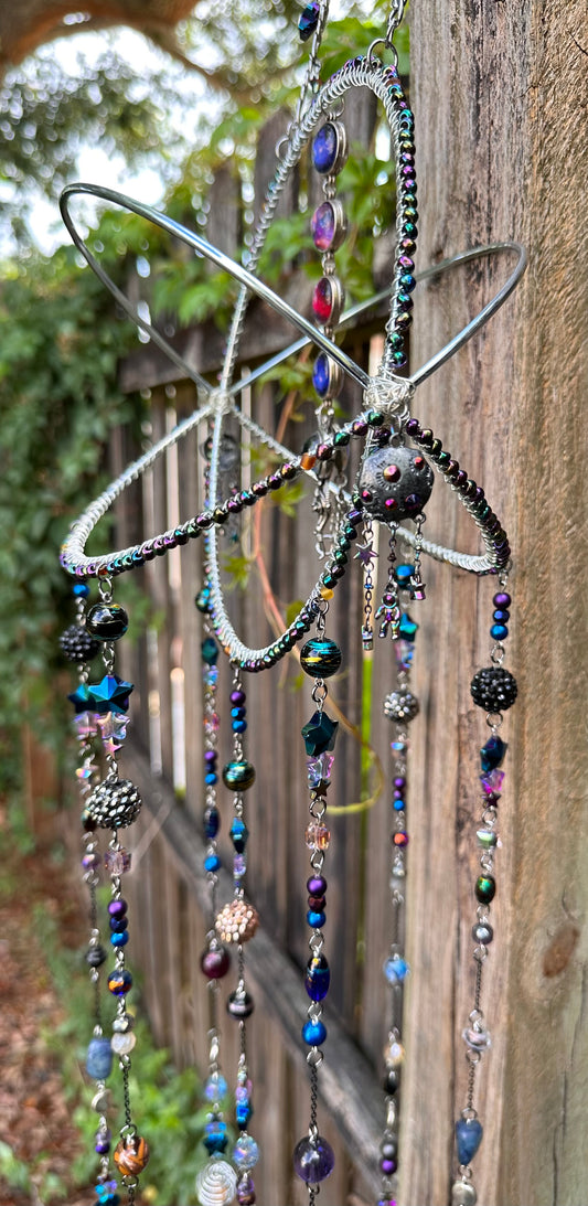 I Need Space Beaded Suncatcher / Mobile / Bead Art / Rainbow Maker / Outer-Space Art / Hanging Decor