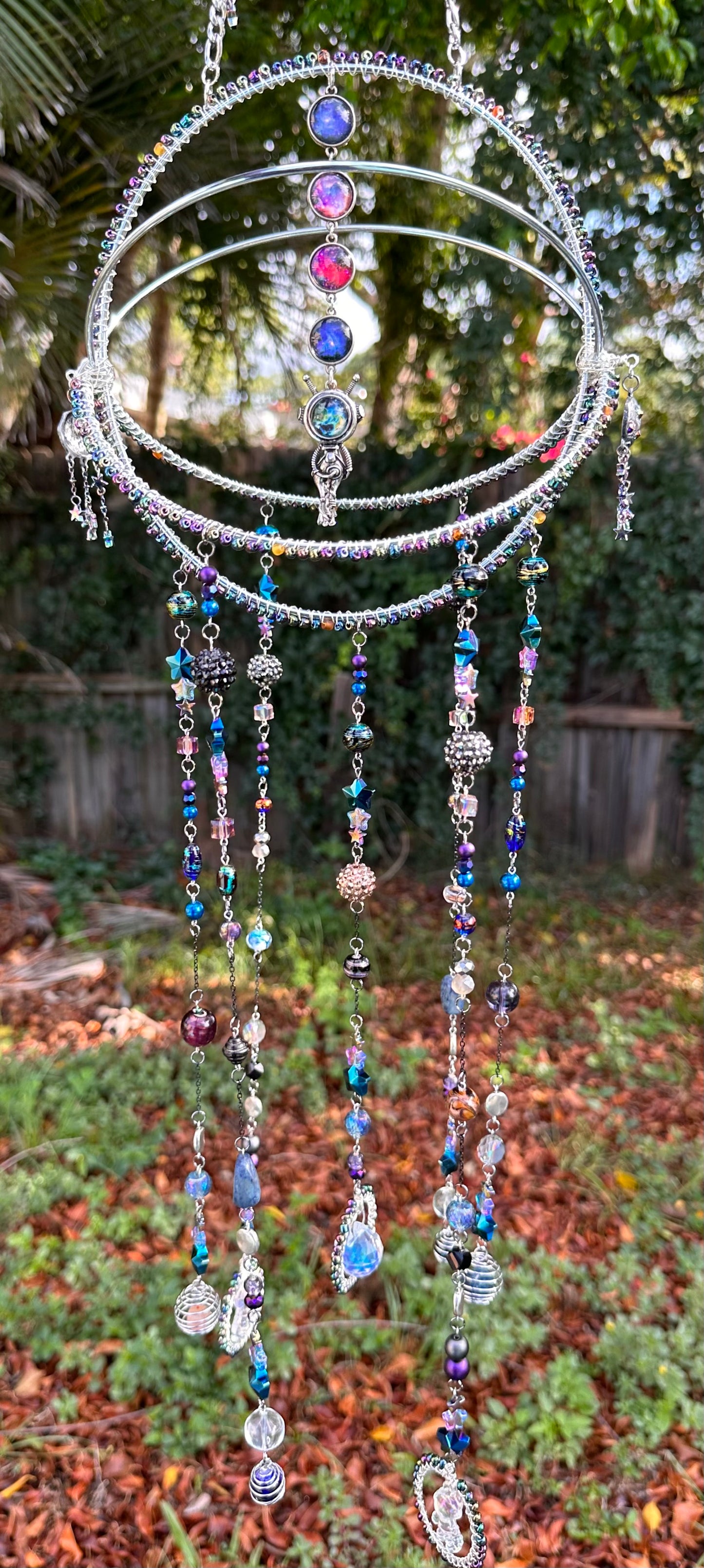 I Need Space Beaded Suncatcher / Mobile / Bead Art / Rainbow Maker / Outer-Space Art / Hanging Decor