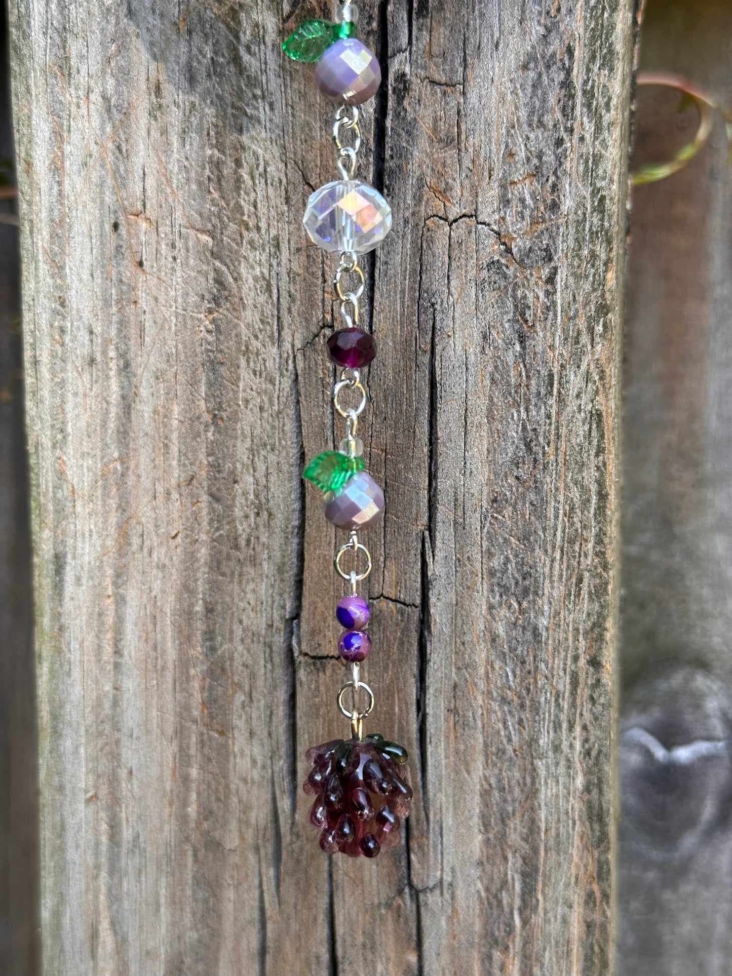 Mini-Malist Suncatcher / Lil' Grape / 3 Inch Ring / Rainbow Maker / Wall Art / Window Decor / Car Charm